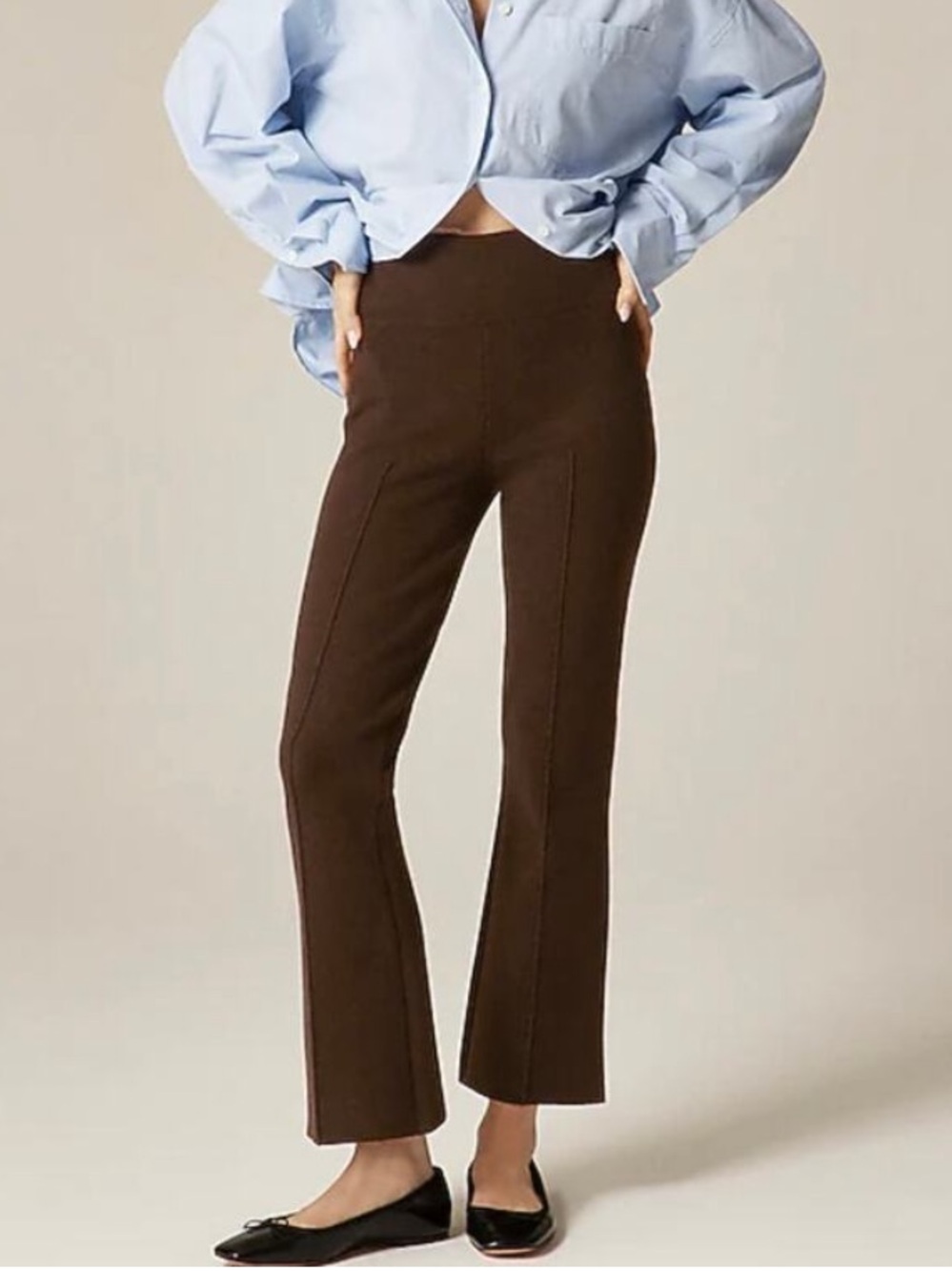 NWOT J. CREW Delaney Kickout Sweater Pant Heather Chocolate Large Petite LP